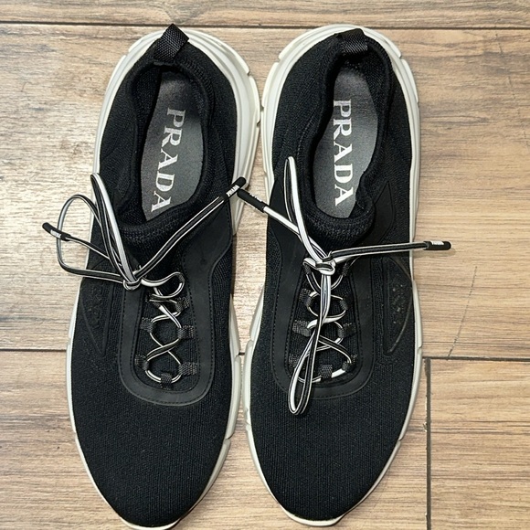 **Sold** Authentic Woman’s Prada black lace up knit sneakers. Size 38.5 EU. - Picture 2 of 9
